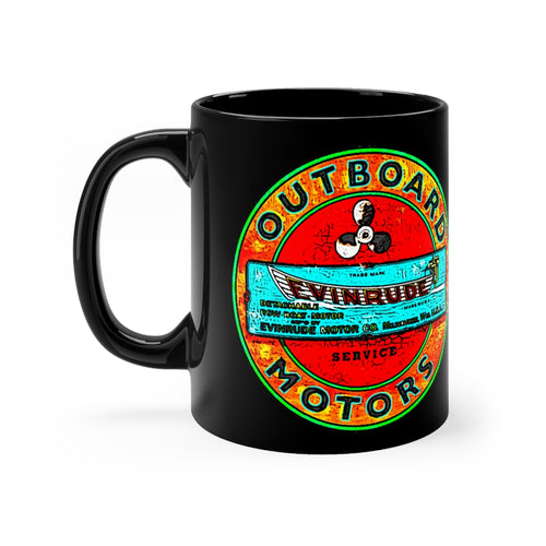Vintage Evinrude Sign Black mug 11oz by Retro Boater
