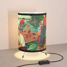 Vintage Johnson Sea Horse Outboards Tripod Lamp with High-Res Printed Shade, US/CA plug
