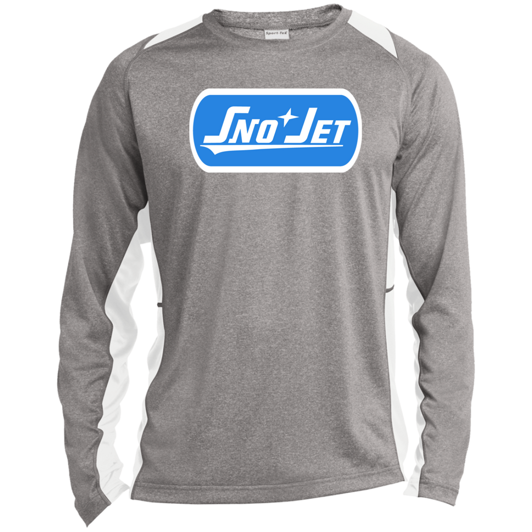 Vintage Sno Jet Snowmobiles ST361LS Long Sleeve Heather Colorblock Performance Tee