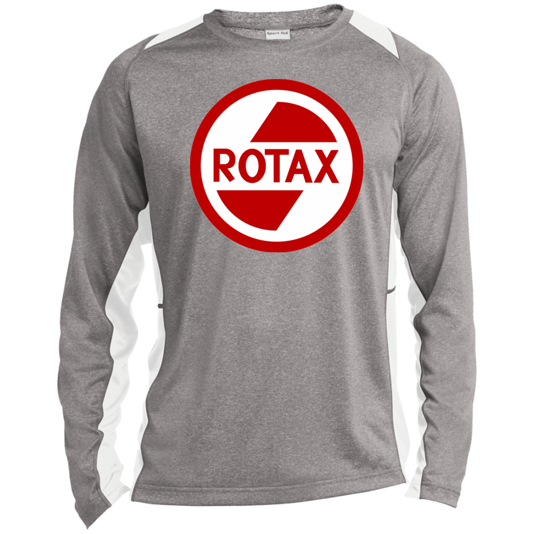 Vintage Bombadier Ski-Doo Red White Rotax ST361LS Long Sleeve Heather Colorblock Performance Tee