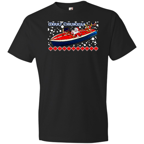 Santa and Rudolph take a Chris Craft Cruise  Anvil Lightweight T-Shirt 4.5 oz