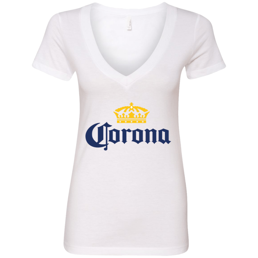 Old School Classic Corona Beer NL6640 Ladies' Deep V-Neck T-Shirt