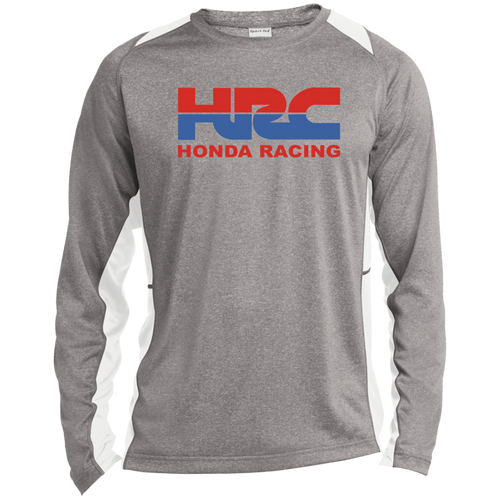Honda Racing Red and Blue Long Sleeve Heather Colorblock Performance Tee