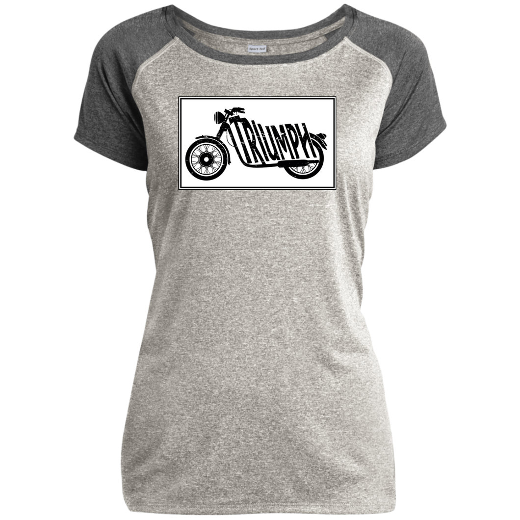 Vintage Triumph Motorcycle Ladies Heather on Heather Performance T-Shirt