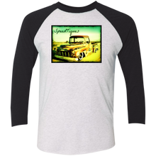 1956 Chevy Pickup Shop Truck by SpeedTiques  Next Level Tri-Blend 3/4 Sleeve Baseball Raglan T-Shirt