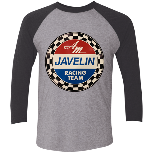 Vintage AMC American Motors Red, White, and Blue Javelin Racing Team Tri-Blend 3/4 Sleeve Raglan T-Shirt