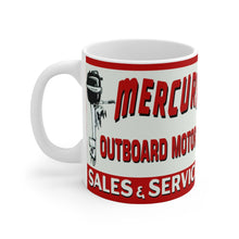 Vintage Mercury Outboard Motors White Ceramic Mug by Retro Boater