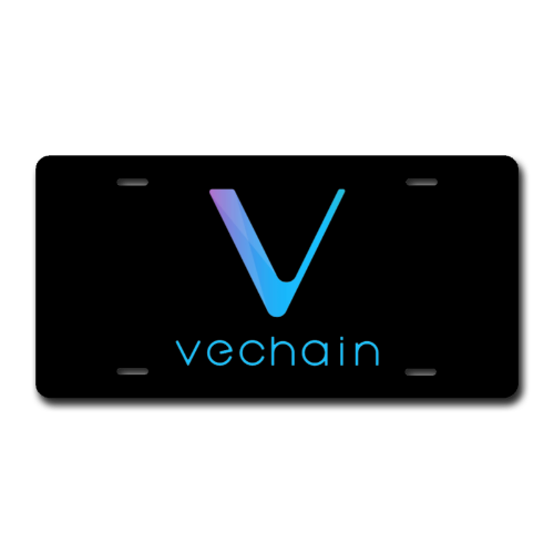 Black and Blue Vechain Silver Gloss License Plate