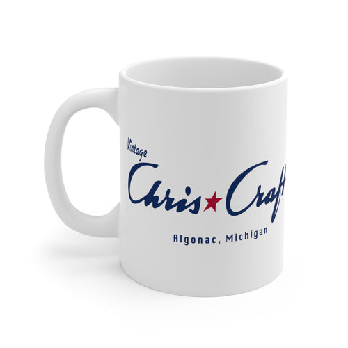 Vintage Chris Craft Algonac, Michigan White Ceramic Mug