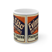 Plainview Small Engine Evinrude and Elto Outboard Motors White Ceramic Mug by Retro Boater