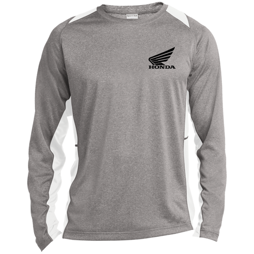 Classic Honda Goldwing Motorcycle Long Sleeve Heather Colorblock Performance Tee