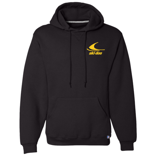 Vintage Yellow 1970s Ski-Doo Snowmobile Dri-Power Fleece Pullover Hoodie