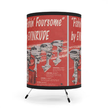 Vintage Evinrude Outboard Ad in Red Tripod Lamp with High-Res Printed Shade, US/CA plug