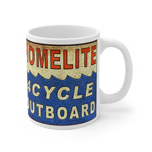Distressed Look Homelite Outboard Sign White Ceramic Mug by Retro Boater