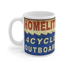 Distressed Look Homelite Outboard Sign White Ceramic Mug by Retro Boater