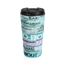 Retro Boater Art in Multi Colored Painted Woods Stainless Steel Travel Mug