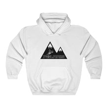 Classic Polaris Snowmobile with Mountain Design Background Heavy Blend™ Hooded Sweatshirt
