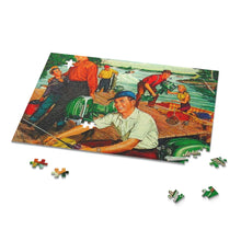 Vintage Green Johnson Outboard Fishing Scene Puzzle