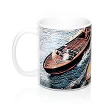 Chris Craft Runabout Racing a Mahogany Muscle Boat Mug 11oz