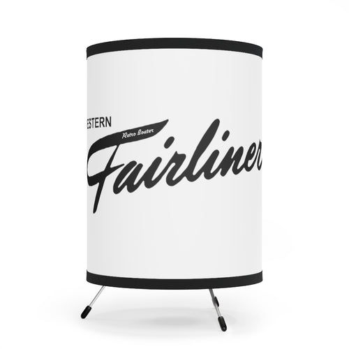 Vintage Western Fairliner Torpedo Tripod Lamp with High-Res Printed Shade, US/CA plug