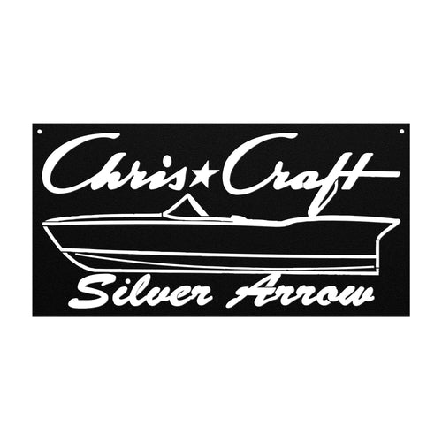 1958-59 Chris Craft Silver Arrow Die-Cut Metal Sign