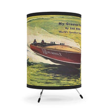 VIntage Garwood Race Boat Tripod Lamp with High-Res Printed Shade, US/CA plug