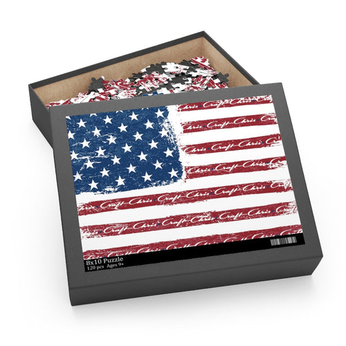 Distressed American Flag with Classic Chris Craft Puzzle (120, 252,)