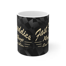 Fast Freddies Rod Shop Logo with Checkered Flag Mug 11oz by SpeedTiques