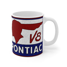 Vintage Pontiac V8 Sign White Ceramic Mug by SpeedTiques