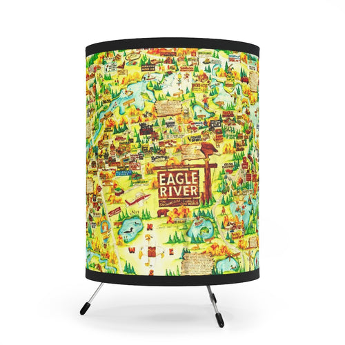 Eagle River Wisconsin Tripod Lamp with High-Res Printed Shade, US/CA plug