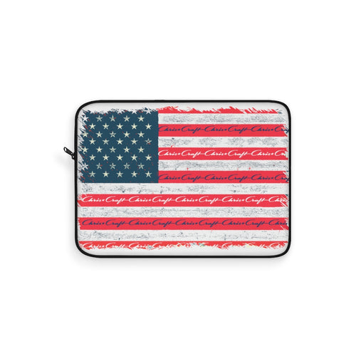 Vintage Chris Craft Logo with American Flag Sign Laptop Sleeve