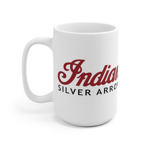 Indian Silver Arrow Outboard Motors White Ceramic Mug by Retro Boater