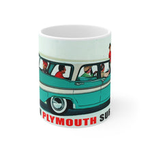 1957 Plymouth Suburban Advertisement White Ceramic Mug by SpeedTiques