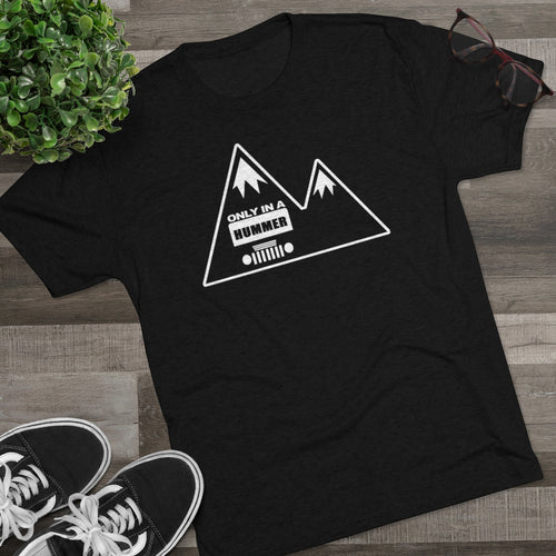 Classic Black and White Mountain Design Only in a Hummer Men's Tri-Blend Crew Tee