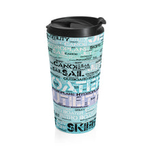 Retro Boater Art in Multi Colored Painted Woods Stainless Steel Travel Mug
