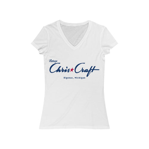 Vintage Chris Craft Algonac, Michigan Women's Jersey Short Sleeve V-Neck Tee