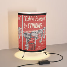 Vintage Evinrude Outboard Ad in Red Tripod Lamp with High-Res Printed Shade, US/CA plug