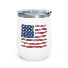 Distressed Flag with Vintage Chris Craft Combined 12oz Insulated Wine Tumbler