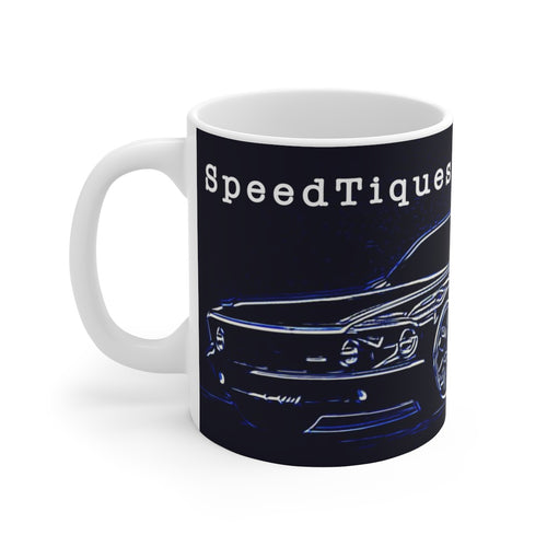 1969 Ford Mustang Pro Touring White Ceramic Mug by SpeedTiques