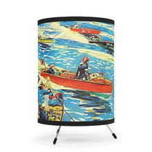 Vintage Dodge Boat Race Advertisemnt Tripod Lamp with High-Res Printed Shade, US/CA plug