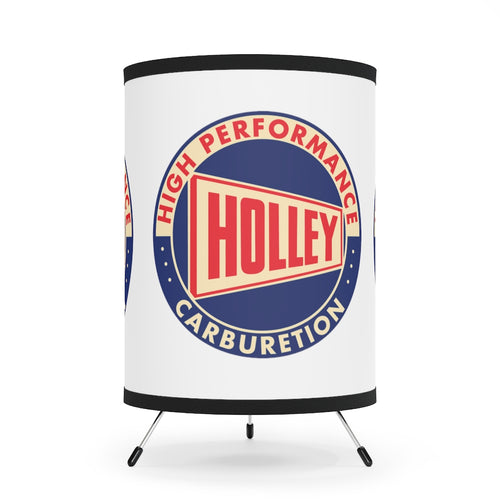 Vintage Style Holley Parts Logo Tripod Lamp with High-Res Printed Shade, US/CA plug