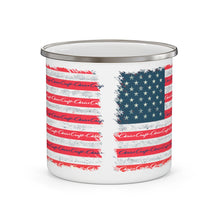 Vintage Distressed Style American Flag with Chris Craft Boat Enamel Camping Mug
