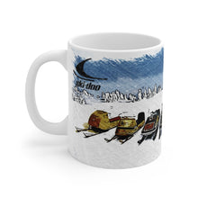 Vintage to New Ski-Doo Snowmobile Lineup Sketch White Ceramic Mug by SpeedTiques