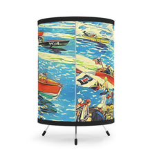 Vintage Dodge Boat Race Advertisemnt Tripod Lamp with High-Res Printed Shade, US/CA plug