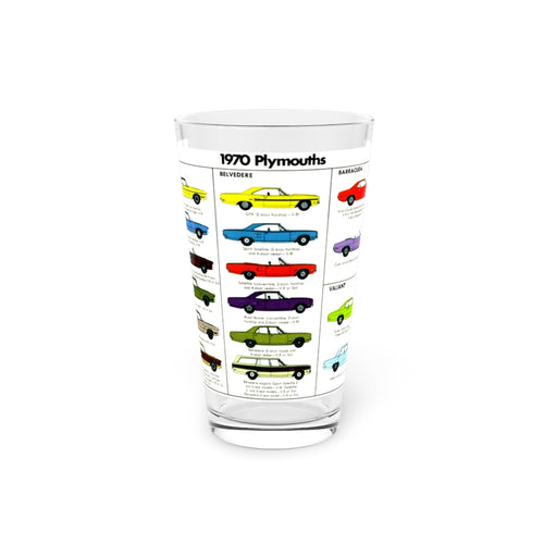 1970 Plymouth Lineup Pint Glass, 16oz