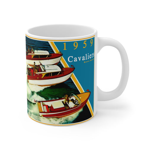 1959 Chris Craft Cavalier Line-Up White Ceramic Mug