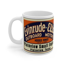 Plainview Small Engine Evinrude and Elto Outboard Motors White Ceramic Mug by Retro Boater