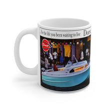 1961 Dorsett Twin Outboard Boat Advertisement White Ceramic Mug by Retro Boater