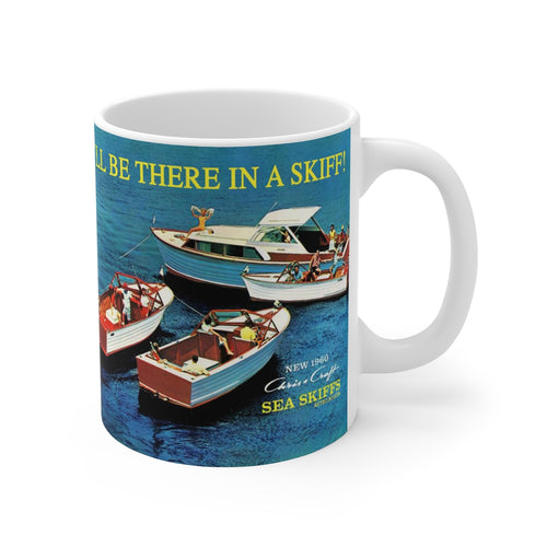 1960 Vintage Chris Craft Sea Skiff Lineup Mug 11oz by Retro Boater