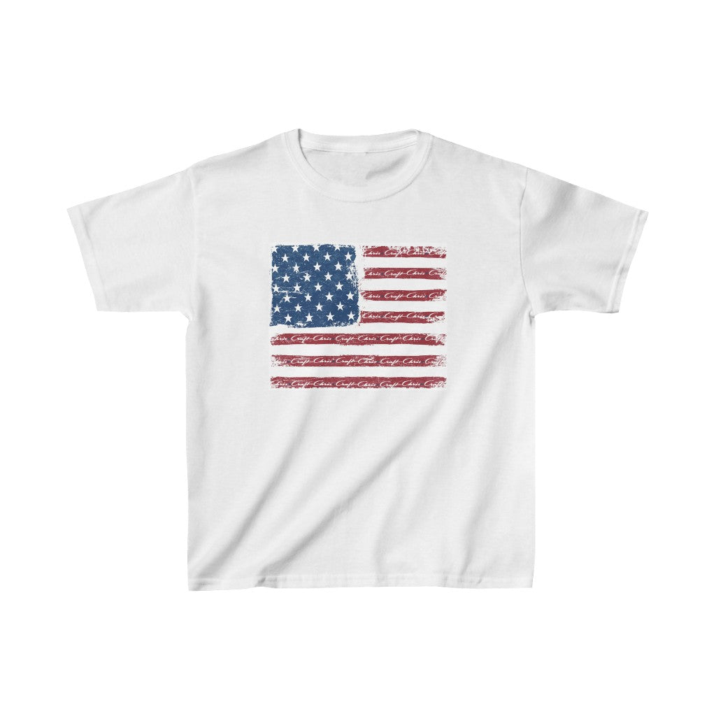 Distressed Chris Craft American Flag Kids Heavy Cotton™ Tee